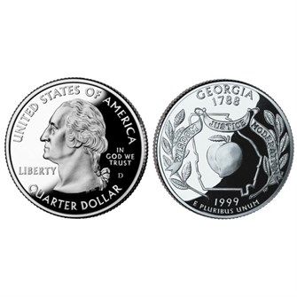 25 центов - Штат № 4 Джорджия, США, 1999 год 11066