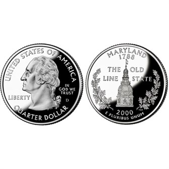 25 центов - Штат № 7 Мэриленд, США, 2000 год 11069