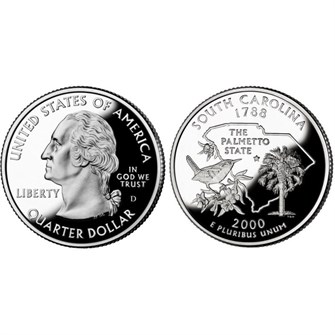 25 центов - Штат № 8 Южная Каролина, США, 2000 год 11070