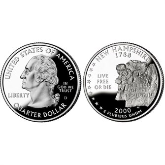 25 центов - Штат № 9 Нью-Гэмпшир, США, 2000 год 11071