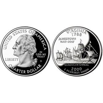 25 центов - Штат № 10 Вирджиния, США, 2000 год 11072