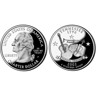 25 центов - Штат № 16 Теннесси, США, 2002 год 11078