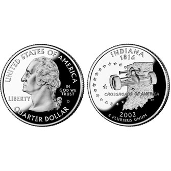 25 центов - Штат № 19 Индиана, США, 2002 год 11081