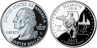 25 центов - Штат № 21 Иллинойс, США, 2003 год 11083