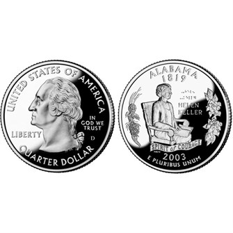 25 центов - Штат № 22 Алабама, США, 2003 год 11084
