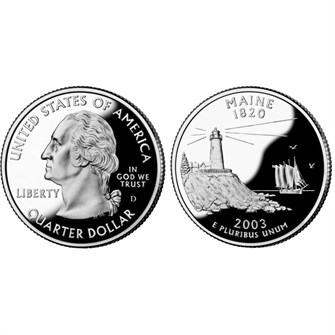 25 центов - Штат № 23 Мэн, США, 2003 год 11085