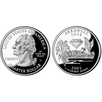 25 центов - Штат № 25 Арканзас, США, 2003 год 11087