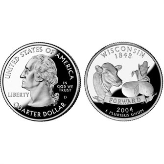 25 центов - Штат № 30 Висконсин, США, 2004 год 11092