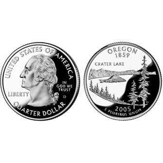 25 центов - Штат № 33 Орегон, США, 2005 год 11095