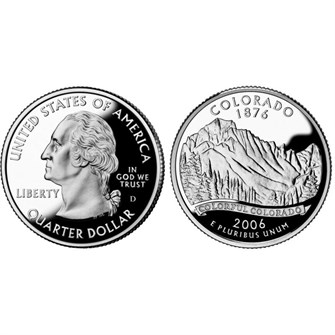 25 центов - Штат № 38 Колорадо, США, 2006 год 11100