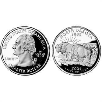 25 центов - Штат № 39 Северная Дакота, США, 2006 год 11101