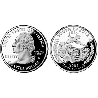 25 центов - Штат № 40 Южная Дакота, США, 2006 год 11102
