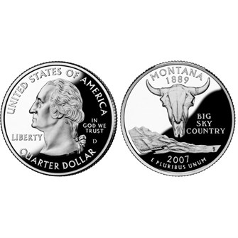 25 центов - Штат № 41 Монтана, США, 2007 год 11103