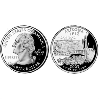 25 центов - Штат № 48 Аризона, США, 2008 год 11110