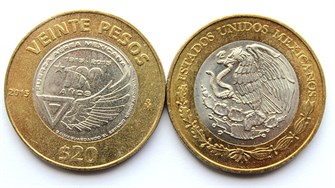 20 песо - 100 лет ВВС Мексики, Мексика, 2015 год, UNC 11216