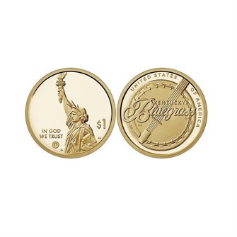 1 доллар - "Американские инновации №16 - Блюграсс", США, 2022 год, двор D 12653