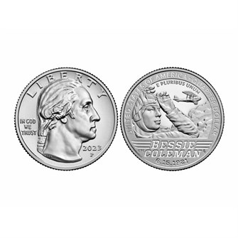 25 центов - Американские женщины №6 - Бесси Колман, США, 2022 год, Двор P 13005