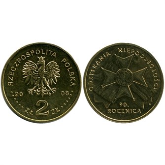 2 злотых - 90 лет независимости Польши, Польша, 2008 год 13548