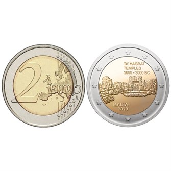 2 евро - Доисторические места Мальты - Храм Та’ Хаджрат, Мальта, 2019 год 13577