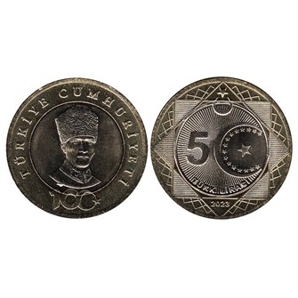 5 лир - 100 лет со дня основания Республики, Турция, 2024 год 13963