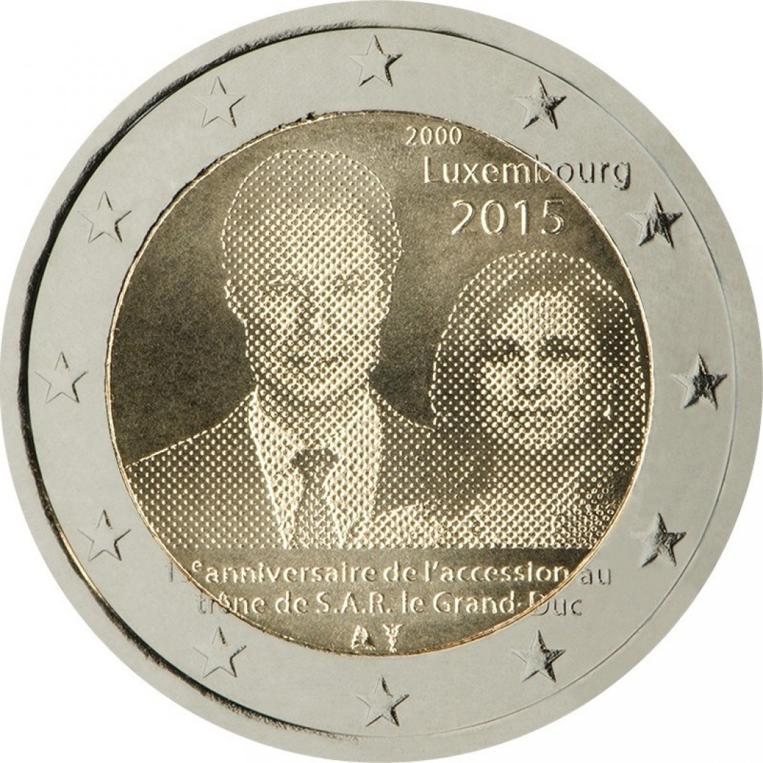 Люксембург 15. Монета 2 евро Люксембург 2015. 2 Евро 2023 года Люксембург Анри МОК.